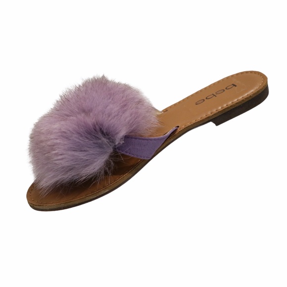 Purple flip-flop Purple Fur Pom Thong Sandal NWB - Picture 2 of 9